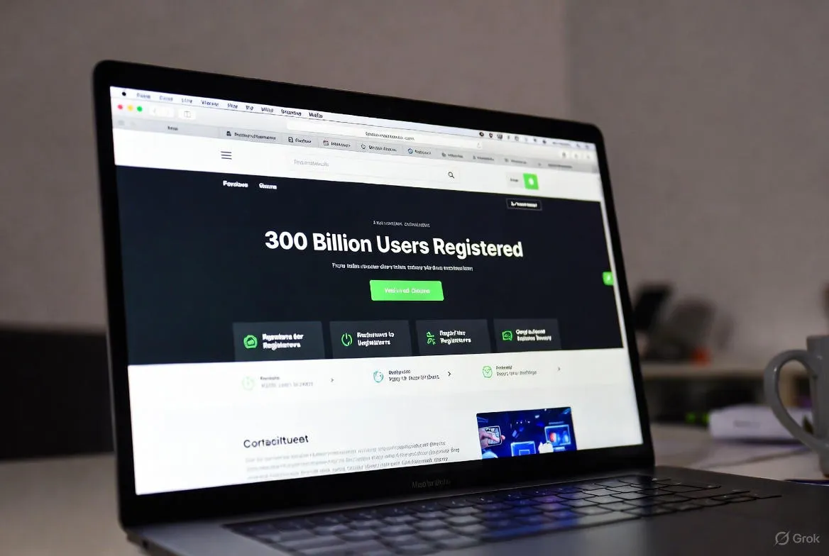 Editorial image showing a website boasting enormous user totals, symbolizing inflated Web3 adoption claims built on weak definitions.